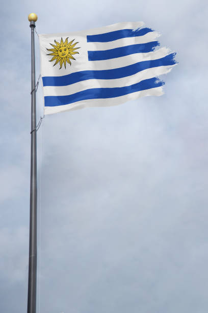 破れた縁を持つウルグアイの国旗 - uruguayan flag ストックフォトと画像