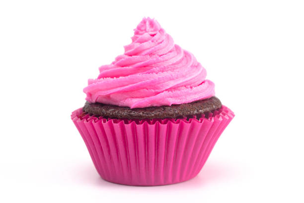 istock Single Pink Iced Chocolate Cupcake Isolated on a White Background 1154695339