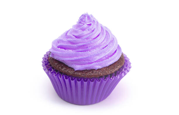 istock Single Purple Iced Chocolate Cupcake Isolated on a White Background 1154695348