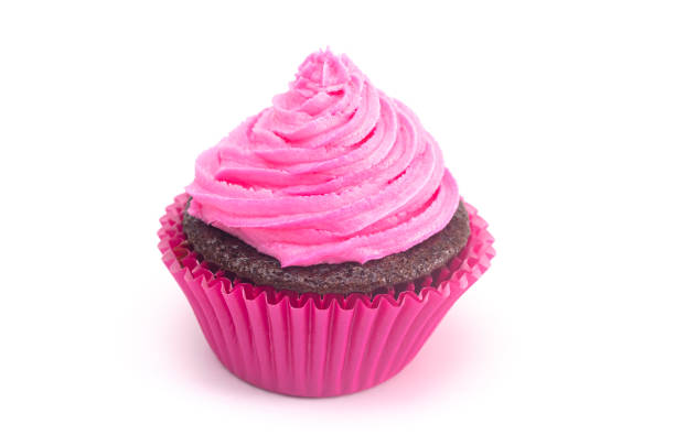 istock Single Pink Iced Chocolate Cupcake Isolated on a White Background 1154695361