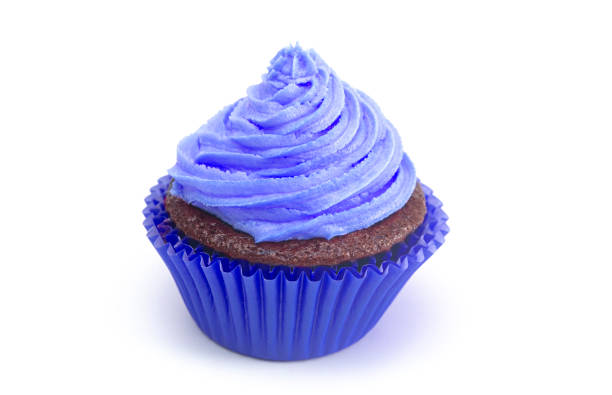istock Single Blue Iced Chocolate Cupcake Isolated on a White Background 1154695446