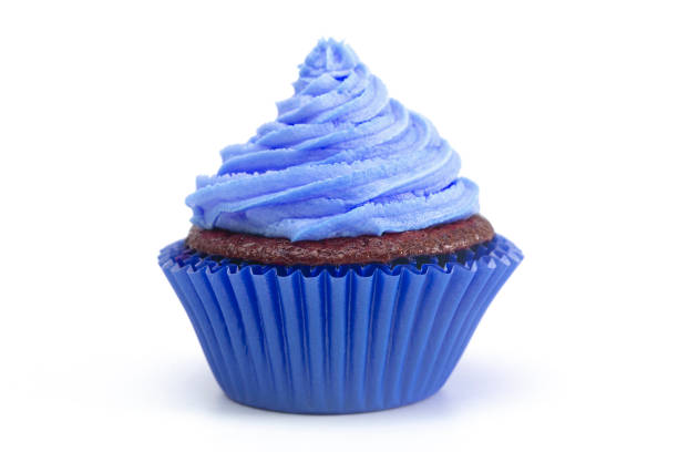 istock Single Blue Iced Chocolate Cupcake Isolated on a White Background 1154695872