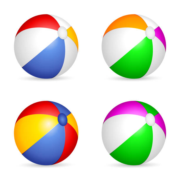 strandbälle - beach ball ball beach white stock-grafiken, -clipart, -cartoons und -symbole