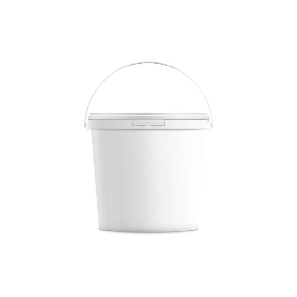 istock Mockup of blank white plastic bucket with handle up realistic style 1154711023
