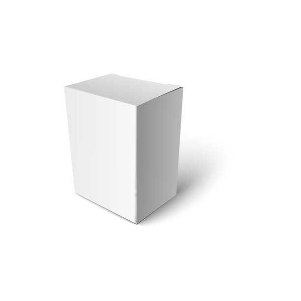 Blank box or package 3d realistic vector illustration mockup for branding isolated. Blank cartoon box or package for cereal or other food and industrial goods, 3d realistic vector illustration mockup for branding design isolated on white background. blank cereal box clip art stock illustrations