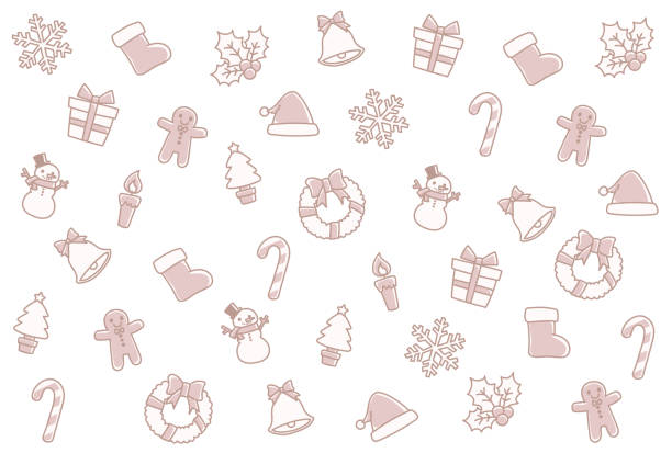 illustrations, cliparts, dessins animés et icônes de fond du motif de noël - cookie christmas gingerbread man candy cane