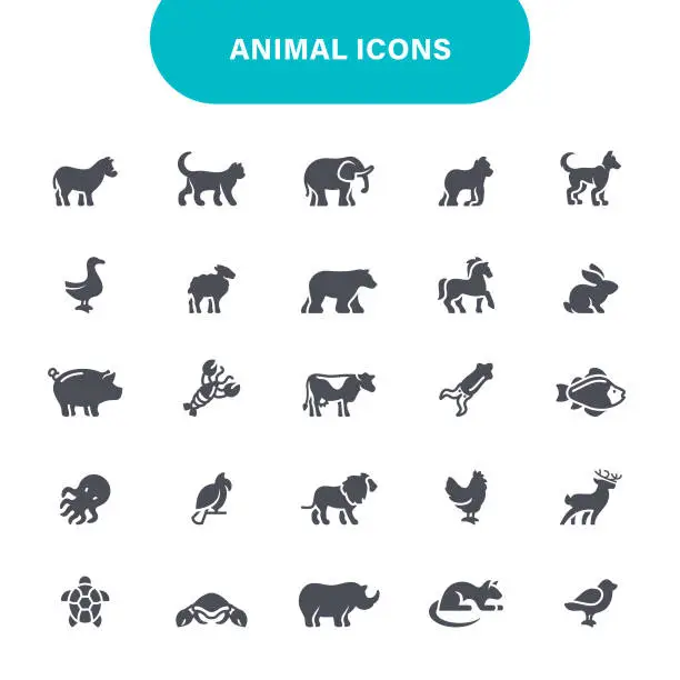 Vector illustration of Animal Balck Icons