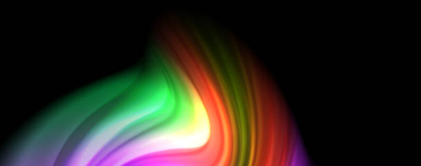 istock Modern rainbow liquid color flow colorful poster. Wave Liquid shape in black color background. Abstract composition 1154713195
