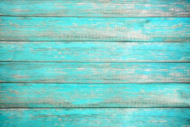 hardwood floor Vintage beach wood background - Old weathered wooden plank painted in turquoise or blue sea color. hardwood floor aquamarine stock pictures, royalty-free photos & images