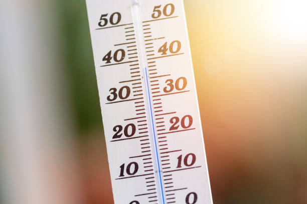 istock Heatwave: Thermometer in summer on a blurry background, heat 1154720306