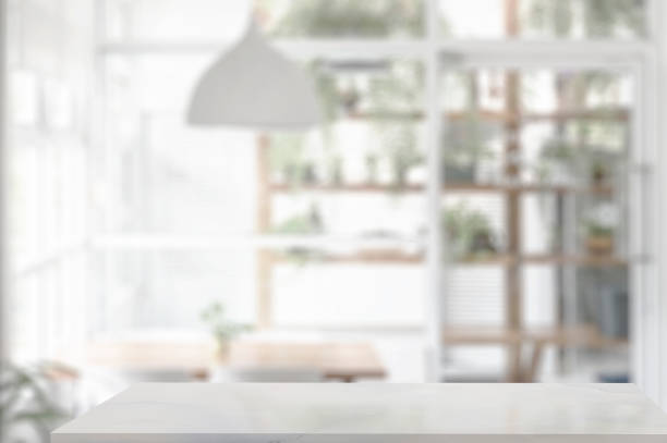 istock Marble counter table top in living room background. 1154721576