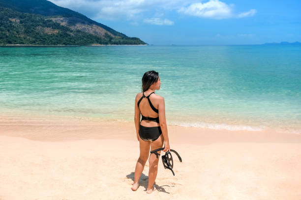 istock Summer Asian women relaxing on the sandy beach before Snorkel 1154724927