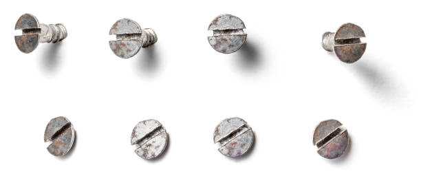 istock Slotted screw from different perspectives on a white background 1154728554