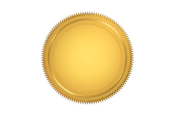 golden seal - gold medal medal certificate ribbon fotografías e imágenes de stock