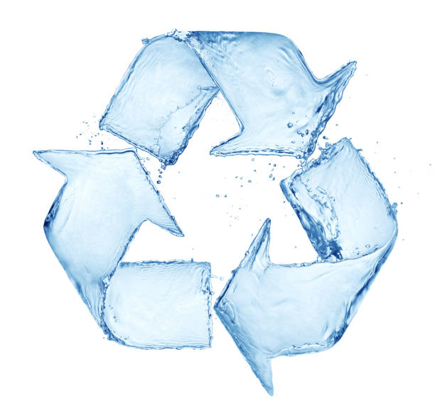 recycling mark made of pure blue water splash isolated on white background