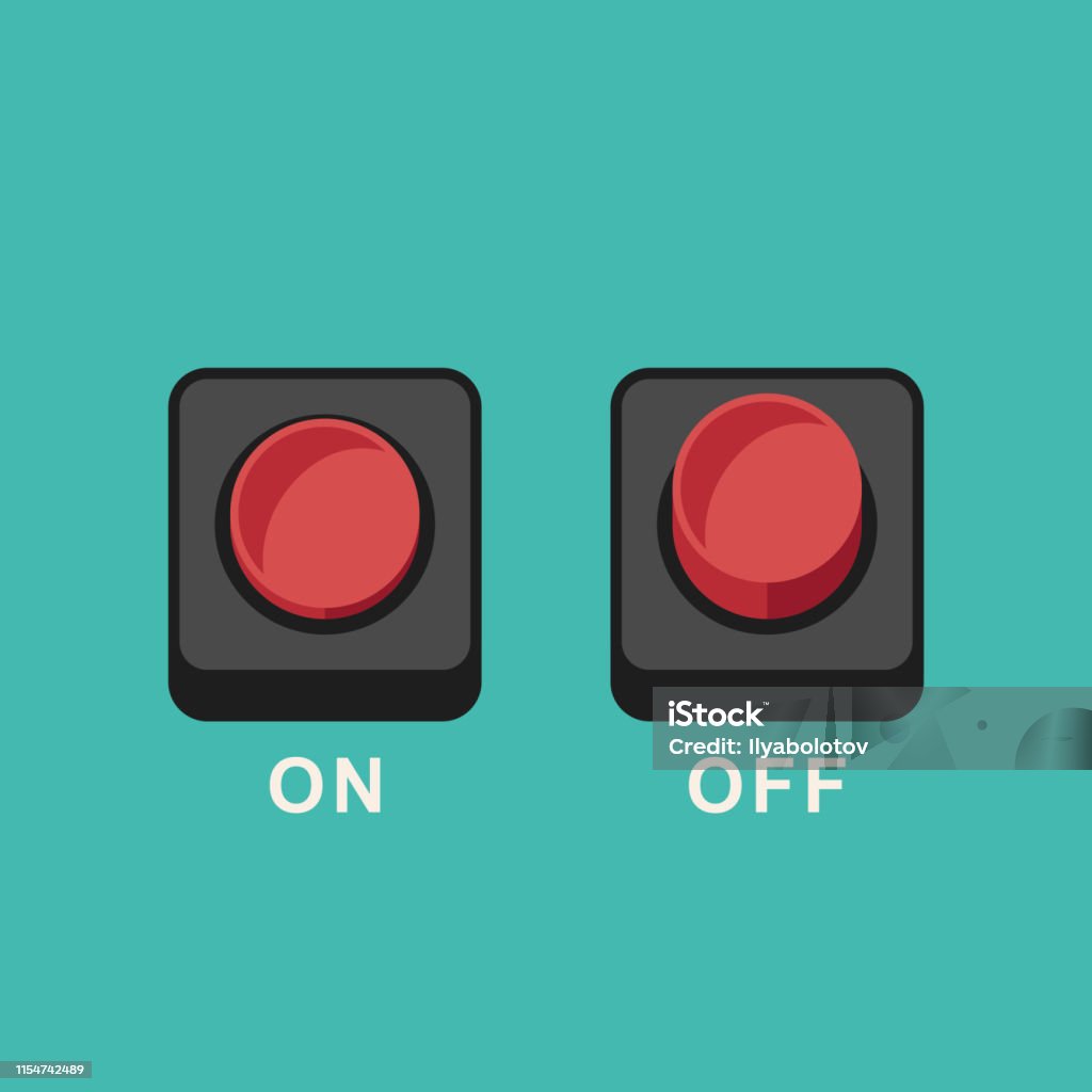 Buttons flat icons Buttons icons in flat style. Start and stop process with press the red button. Backgrounds stock vector