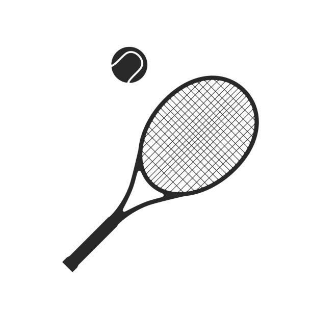 illustrations, cliparts, dessins animés et icônes de raquette de tennis avec bille - tennis racket ball isolated