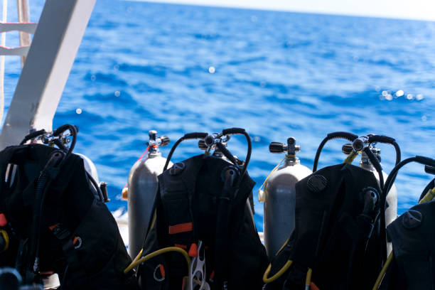 istock scuba regulator first stage and buoyancy control device bcd  on tank 1154750273