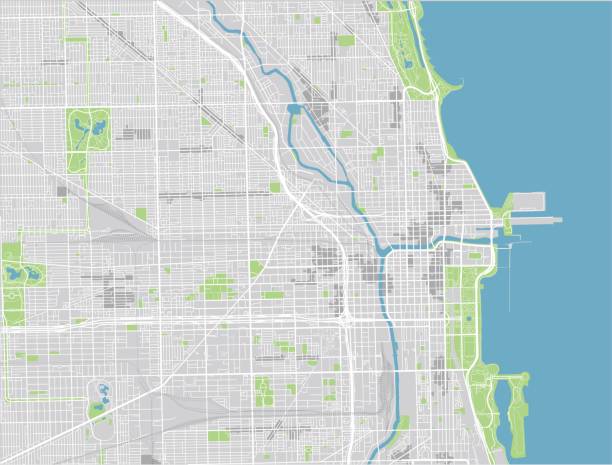 Vector city map of Chicago. Vector city map of Chicago with well organized separated layers. city map stock illustrations