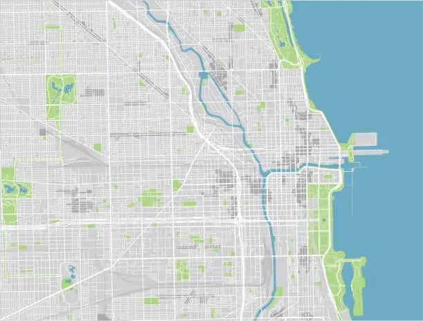 Vector illustration of Vector city map of Chicago.