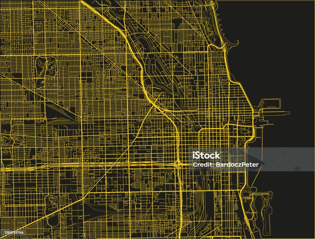Schwarzgelbe Vektorstadtplan Von Chicago Stock Vektor Art und mehr Schwarzgelbe Vektorstadtplan Von Chicago Stock Vektor Art und mehr