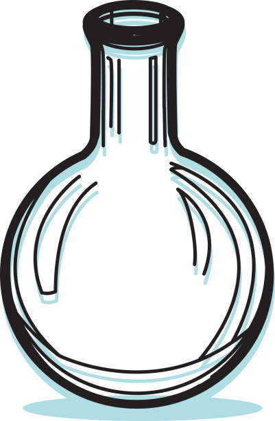 ilustraciones, imágenes clip art, dibujos animados e iconos de stock de aparato químico-matraz de fondo redondo-ilustración - round bottom flask