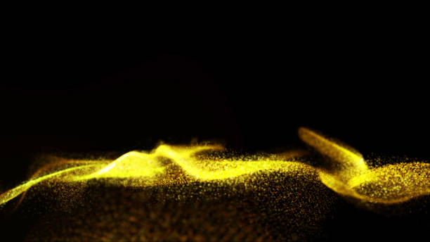 istock Luxury golden glitter shiny wave flow light in space background, 3D rendering for stage show presentation screen projector. 1154752324