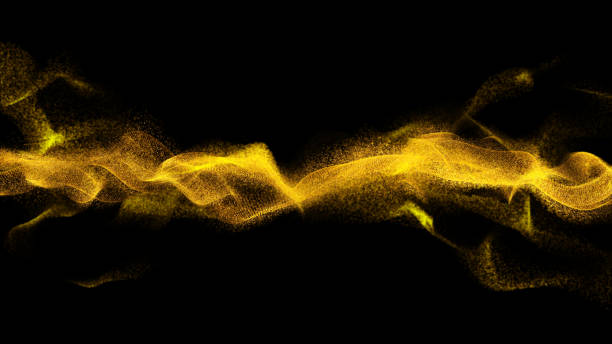 istock Luxury golden glitter shiny wave flow light in space background, 3D rendering for stage show presentation screen projector. 1154752366