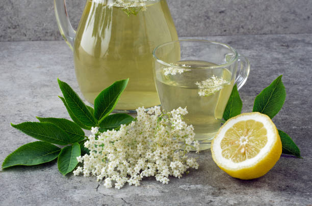 istock Refreshing drink from elderberry flowers with lemon 1154757457