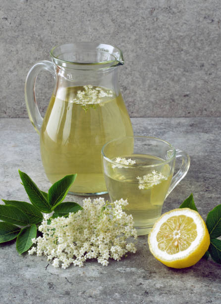 istock Refreshing drink from elderberry flowers in  carafe 1154757458