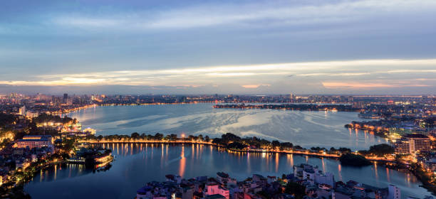 istock Hanoi cityscape at twilight at West Lake 1154758044