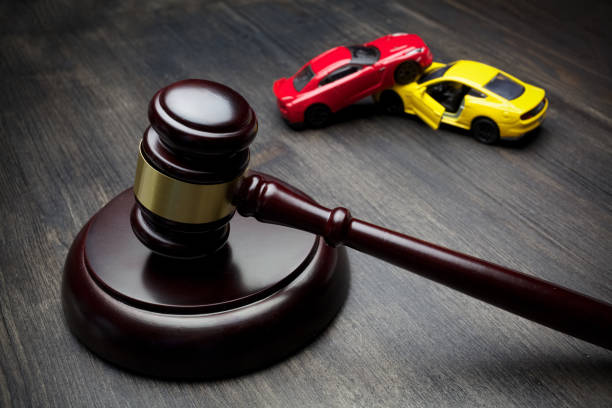 hammer of the judge and two collided cars, accident, hammer of the judge and two cars accident, car acciddent lawyer stock pictures, royalty-free photos & images