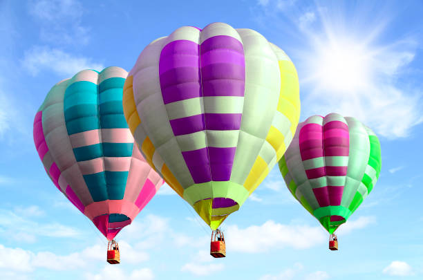 istock Hot air balloon and blue sky background. 1154760582