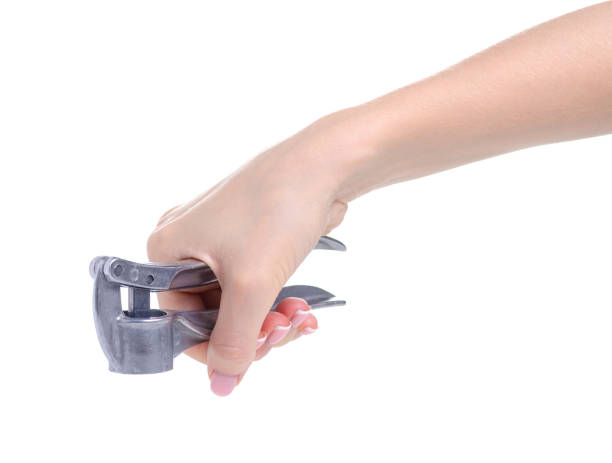 istock Metal press for garlic in hand 1154763823