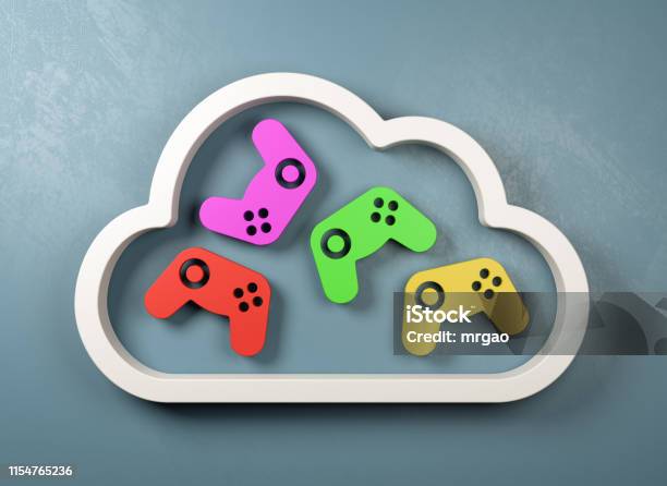 Cloud Gaming Service Concept Illustration Stock Photo - Download Image Now - Cloud Computing, Video Game, Leisure Games