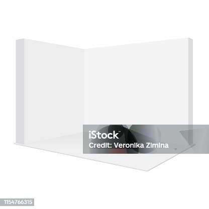 istock Blank pop up trade show booth mockup, isolated on white background 1154766315