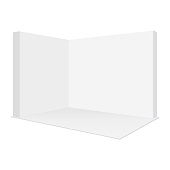 istock Blank pop up trade show booth mockup, isolated on white background 1154766315