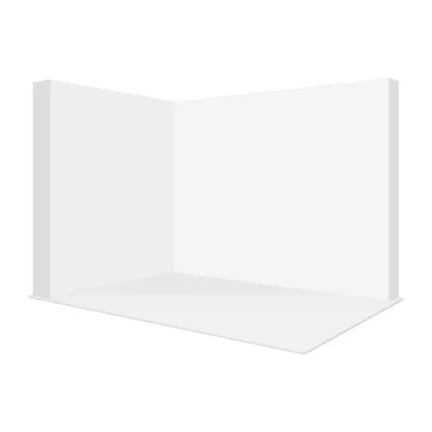 Vector illustration of Blank pop up trade show booth mockup, isolated on white background