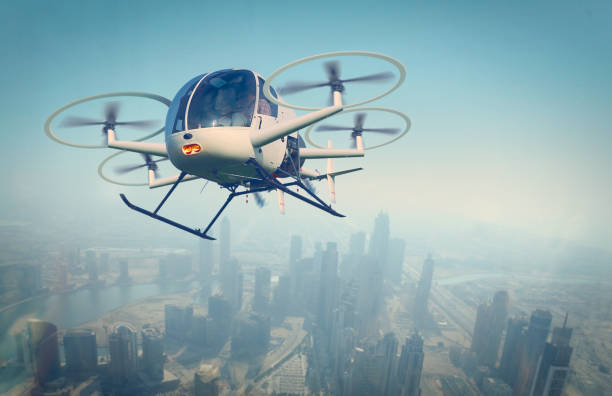 Modern drone flying over the city Modern drone flying over the city ultralight photos stock pictures, royalty-free photos & images