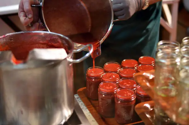 Hand made jam during production