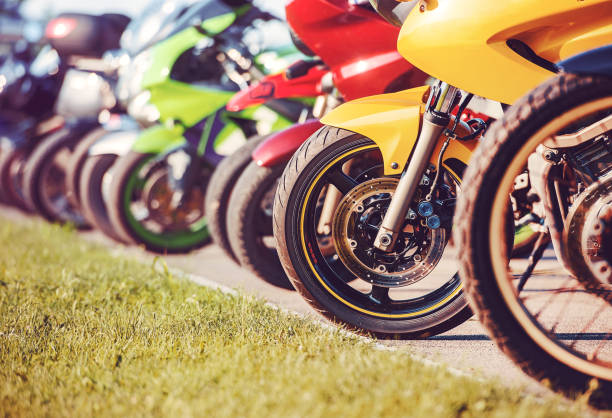 istock Motorcycles parade. Bikes in a row 1154774958