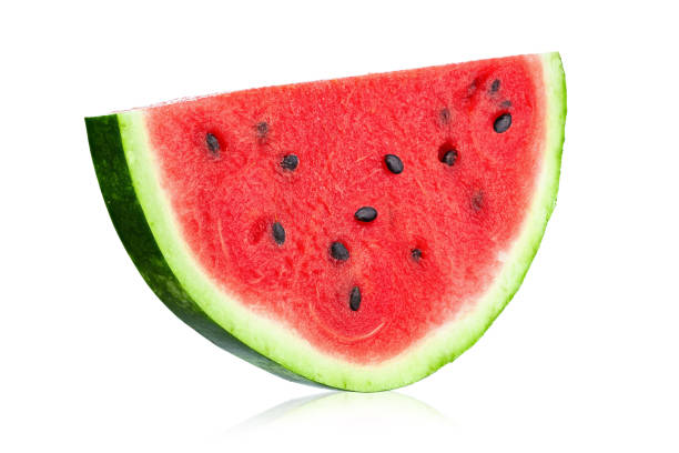 istock Sliced of watermelon isolated on white background. 1154776646