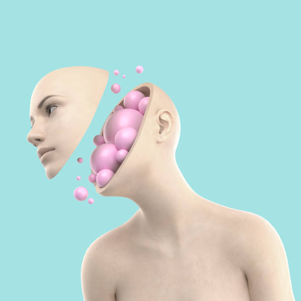 istock Abstract Woman Portrait with pastel color sphere shape. 1154785517