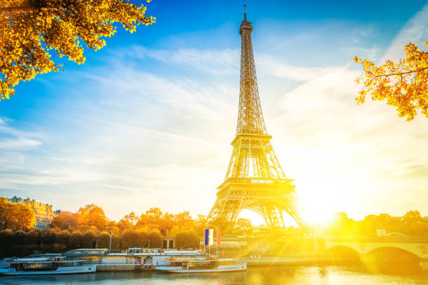 istock eiffel tour and from Trocadero, Paris 1154785569