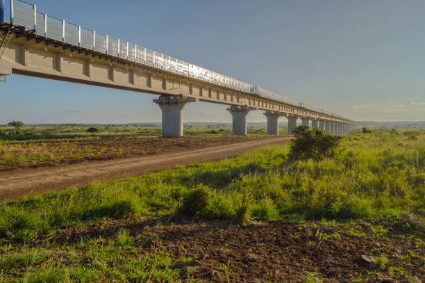 View of the viaduct of the Nairobi railroad to mombassa stock photo