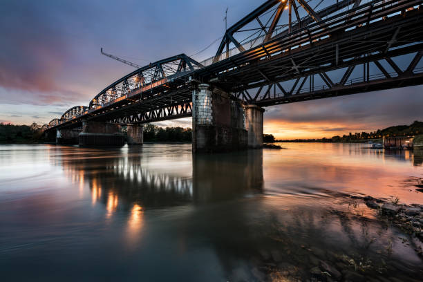 istock Lights on the river at sunset, Cremona, Italy 1154788880