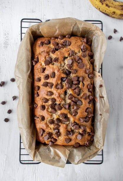 istock baked chocolate chip banana bread in baking pan 1154789494