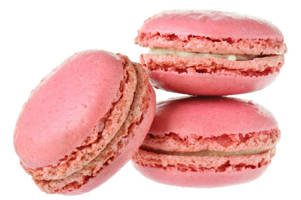 istock Strawberry pink macaroon closeup isolated 1154793068