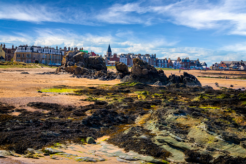 The beach at low tide in the North Berwick, East Lothian, Scotland, UK