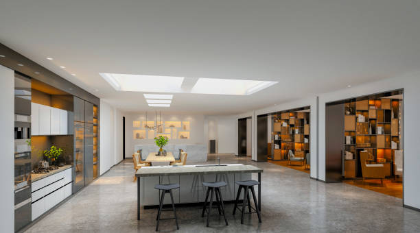 istock 3d render of modern home interior and dining space 1154798483
